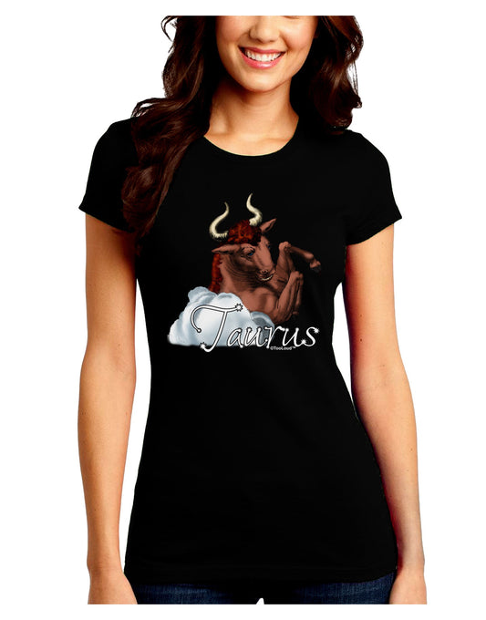 Taurus Color Illustration Juniors Crew Dark T-Shirt-T-Shirts Juniors Tops-TooLoud-Black-Juniors Fitted Small-Davson Sales