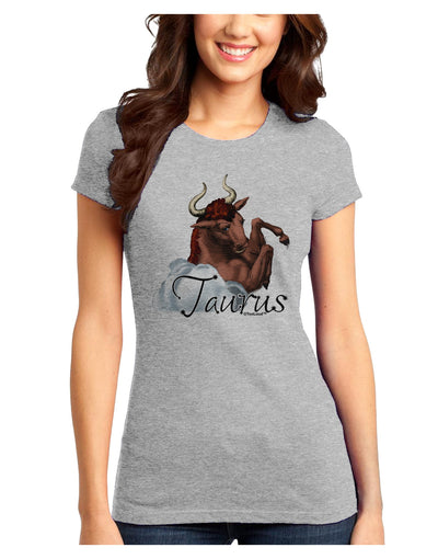 Taurus Color Illustration Juniors T-Shirt-Womens Juniors T-Shirt-TooLoud-Ash-Gray-Juniors Fitted X-Small-Davson Sales