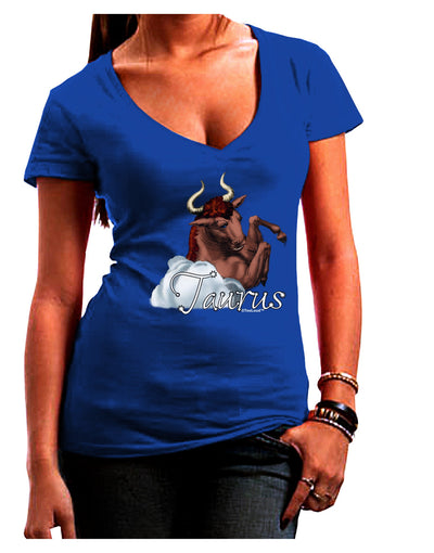 Taurus Color Illustration Juniors V-Neck Dark T-Shirt-Womens V-Neck T-Shirts-TooLoud-Royal-Blue-Juniors Fitted Small-Davson Sales