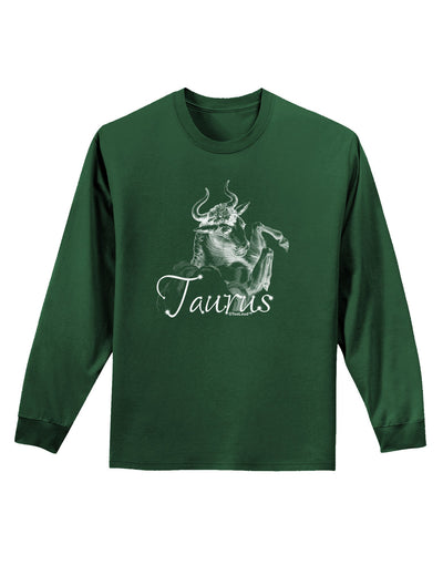 Taurus Illustration Adult Long Sleeve Dark T-Shirt-TooLoud-Dark-Green-Small-Davson Sales