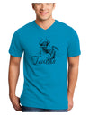 Taurus Illustration Adult V-Neck T-shirt-Mens V-Neck T-Shirt-TooLoud-Turquoise-Small-Davson Sales