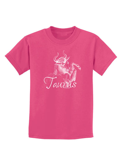 Taurus Illustration Childrens Dark T-Shirt-Childrens T-Shirt-TooLoud-Sangria-X-Small-Davson Sales