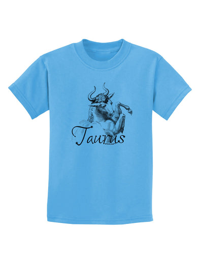 Taurus Illustration Childrens T-Shirt-Childrens T-Shirt-TooLoud-Aquatic-Blue-X-Small-Davson Sales