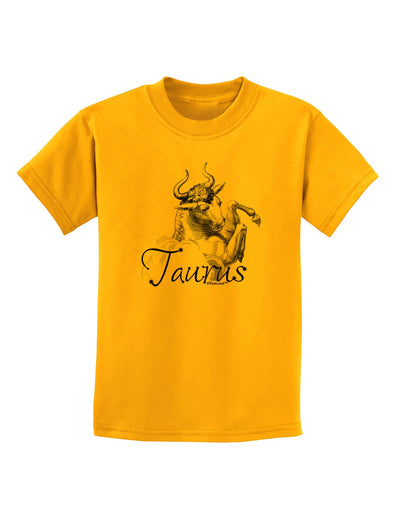 Taurus Illustration Childrens T-Shirt-Childrens T-Shirt-TooLoud-Gold-X-Small-Davson Sales