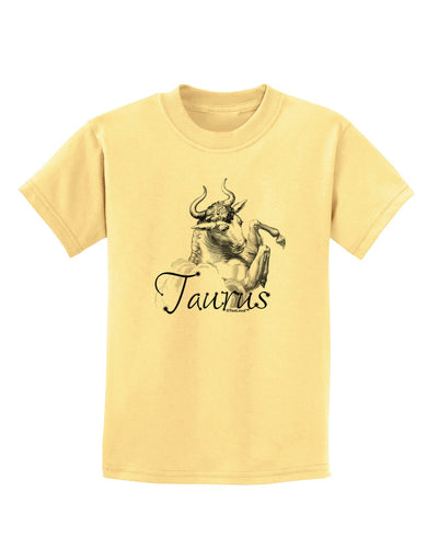 Taurus Illustration Childrens T-Shirt-Childrens T-Shirt-TooLoud-Daffodil-Yellow-X-Small-Davson Sales