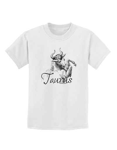 Taurus Illustration Childrens T-Shirt-Childrens T-Shirt-TooLoud-White-X-Small-Davson Sales