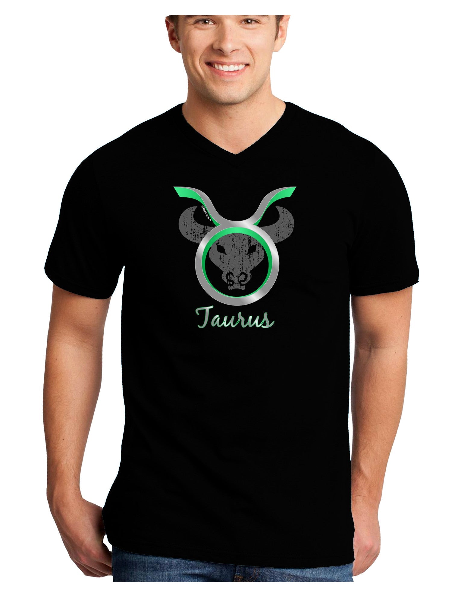 Taurus Symbol Adult Dark V-Neck T-Shirt-TooLoud-Black-Small-Davson Sales