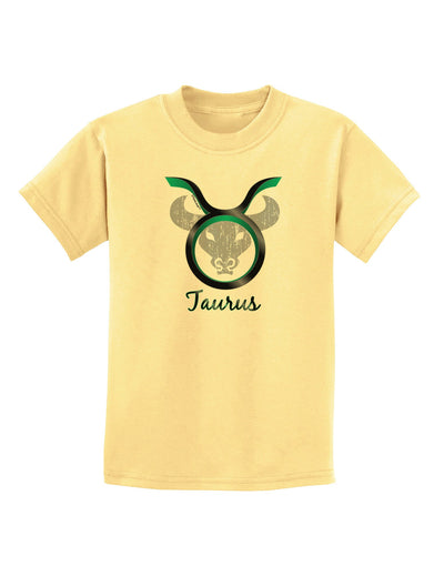 Taurus Symbol Childrens T-Shirt-Childrens T-Shirt-TooLoud-Daffodil-Yellow-X-Small-Davson Sales