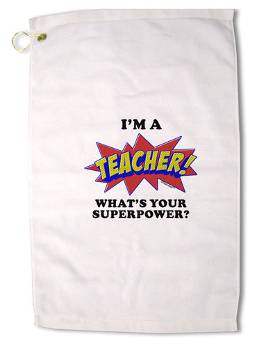 Teacher - Superpower Premium Cotton Golf Towel - 16 x 25 inch-Golf Towel-TooLoud-16x25"-Davson Sales