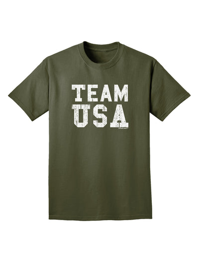 Team USA Distressed Text Adult Dark T-Shirt-Mens T-Shirt-TooLoud-Military-Green-Small-Davson Sales