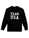Team USA Distressed Text Adult Long Sleeve Dark T-Shirt-TooLoud-Black-Small-Davson Sales