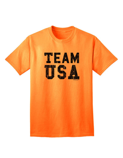 Team USA Distressed Text Adult T-Shirt-unisex t-shirt-TooLoud-Neon-Orange-Small-Davson Sales