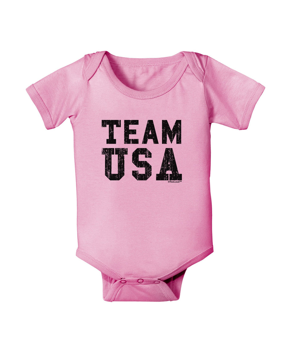 Team USA Distressed Text Baby Romper Bodysuit-Baby Romper-TooLoud-White-06-Months-Davson Sales