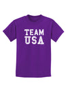 Team USA Distressed Text Childrens Dark T-Shirt-Childrens T-Shirt-TooLoud-Purple-X-Small-Davson Sales