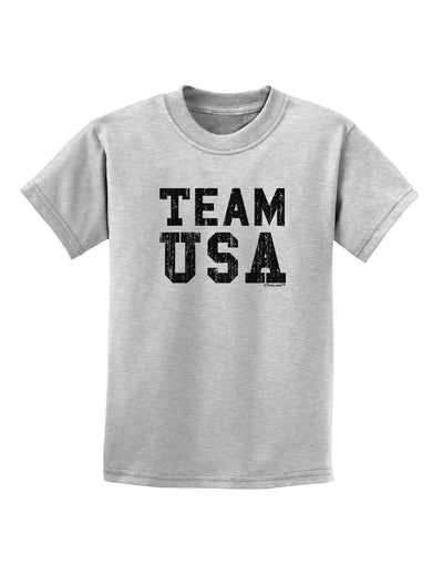 Team USA Distressed Text Childrens T-Shirt-Childrens T-Shirt-TooLoud-AshGray-X-Small-Davson Sales