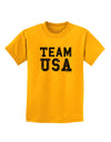 Team USA Distressed Text Childrens T-Shirt-Childrens T-Shirt-TooLoud-Gold-X-Small-Davson Sales