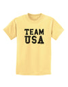 Team USA Distressed Text Childrens T-Shirt-Childrens T-Shirt-TooLoud-Daffodil-Yellow-X-Small-Davson Sales