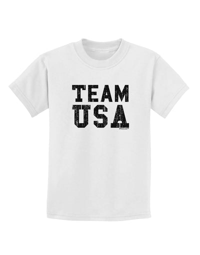 Team USA Distressed Text Childrens T-Shirt-Childrens T-Shirt-TooLoud-White-X-Small-Davson Sales