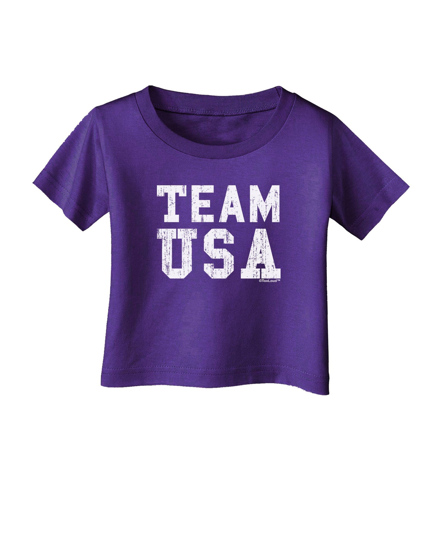 Team USA Distressed Text Infant T-Shirt Dark-Infant T-Shirt-TooLoud-Purple-06-Months-Davson Sales