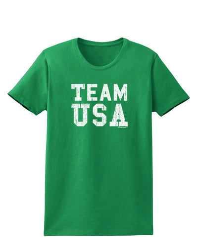 Team USA Distressed Text Womens Dark T-Shirt-TooLoud-Kelly-Green-X-Small-Davson Sales