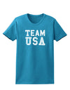 Team USA Distressed Text Womens Dark T-Shirt-TooLoud-Turquoise-X-Small-Davson Sales