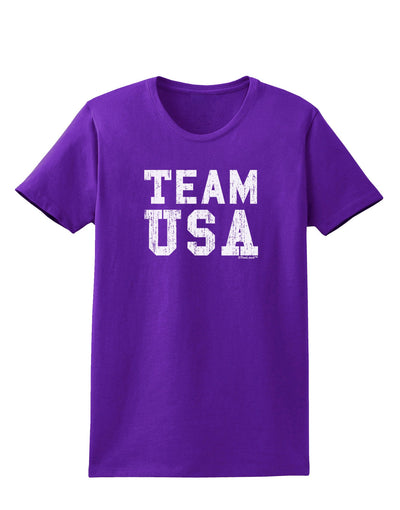 Team USA Distressed Text Womens Dark T-Shirt-TooLoud-Purple-X-Small-Davson Sales