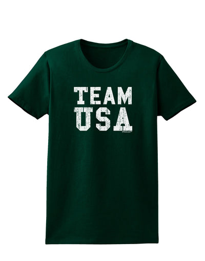 Team USA Distressed Text Womens Dark T-Shirt-TooLoud-Forest-Green-Small-Davson Sales