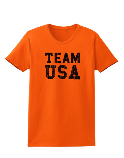 Team USA Distressed Text Womens T-Shirt-Womens T-Shirt-TooLoud-Orange-X-Small-Davson Sales