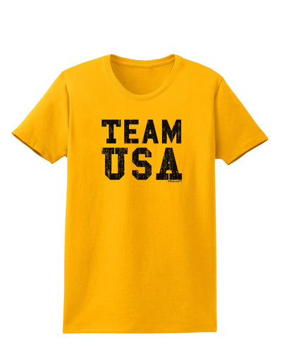 Team USA Distressed Text Womens T-Shirt-Womens T-Shirt-TooLoud-Gold-X-Small-Davson Sales