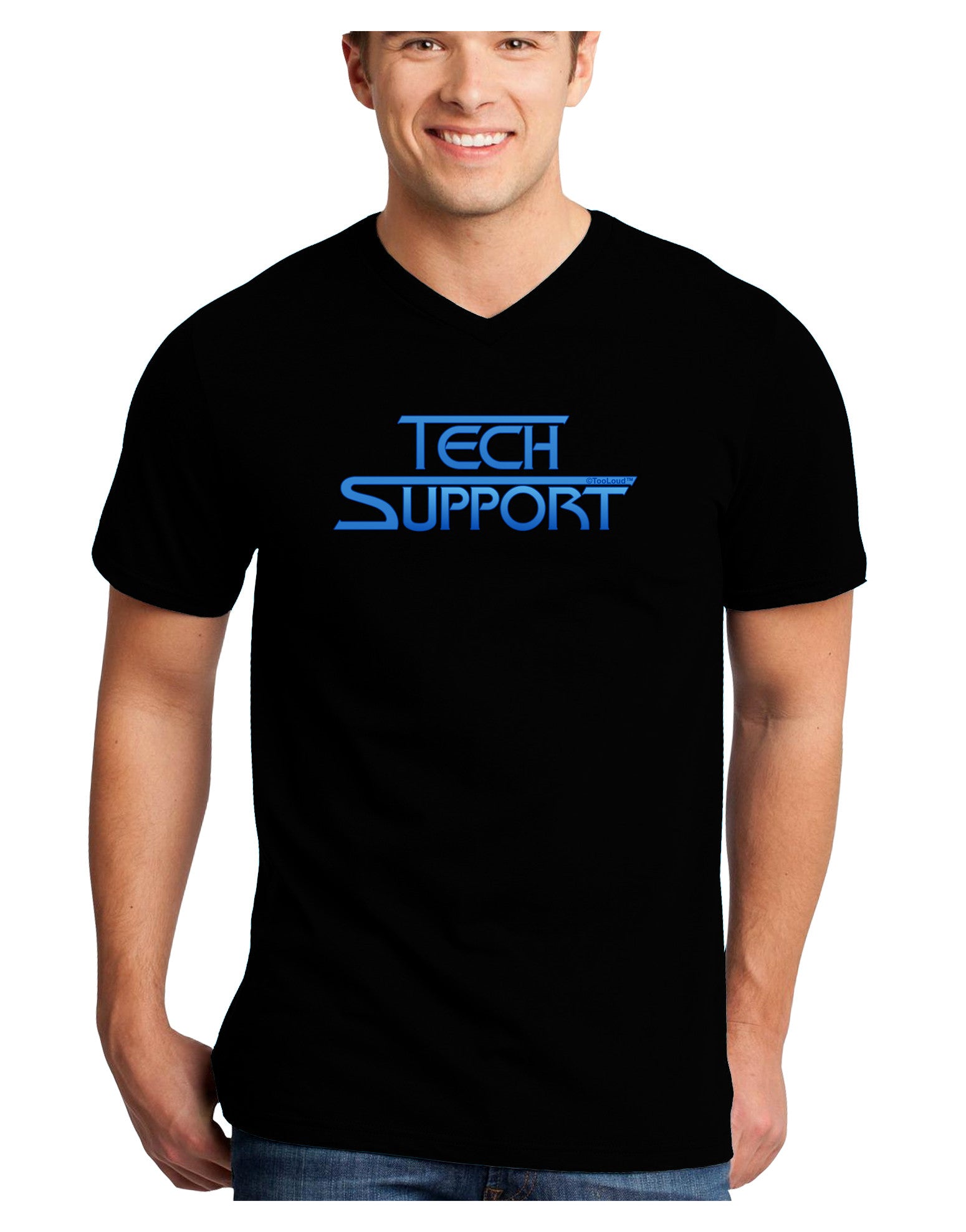 Tech Support Logo Adult Dark V-Neck T-Shirt-TooLoud-Black-Small-Davson Sales