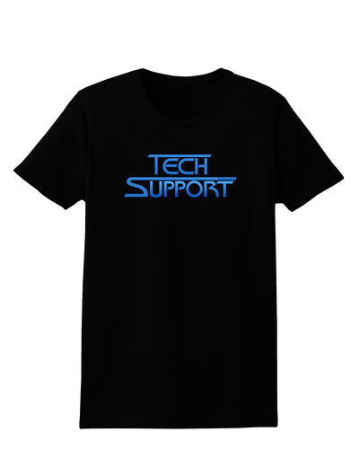 Tech Support Logo Womens Dark T-Shirt-TooLoud-Black-X-Small-Davson Sales