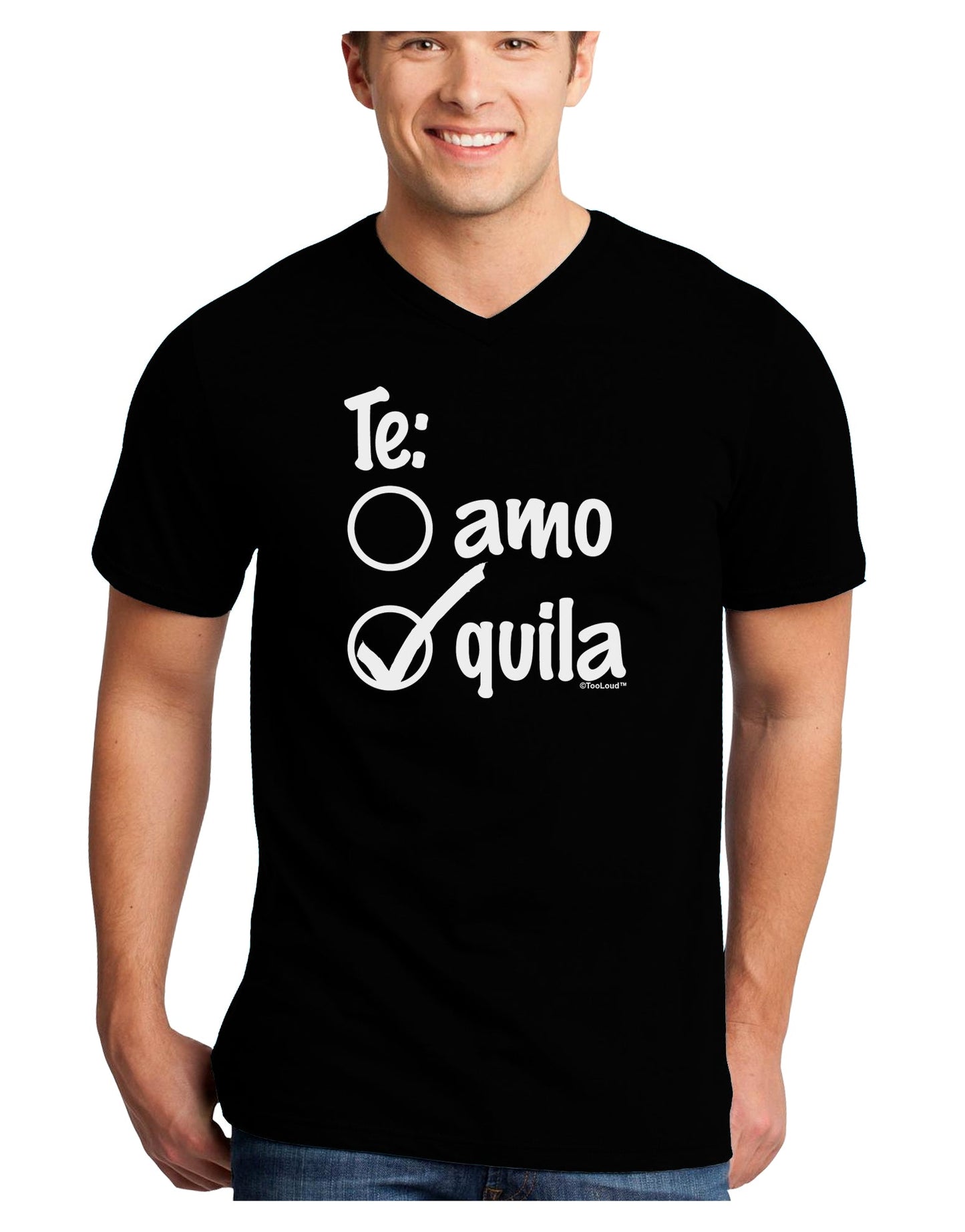 Tequila Checkmark Design Adult Dark V-Neck T-Shirt by TooLoud-Mens V-Neck T-Shirt-TooLoud-Black-Small-Davson Sales