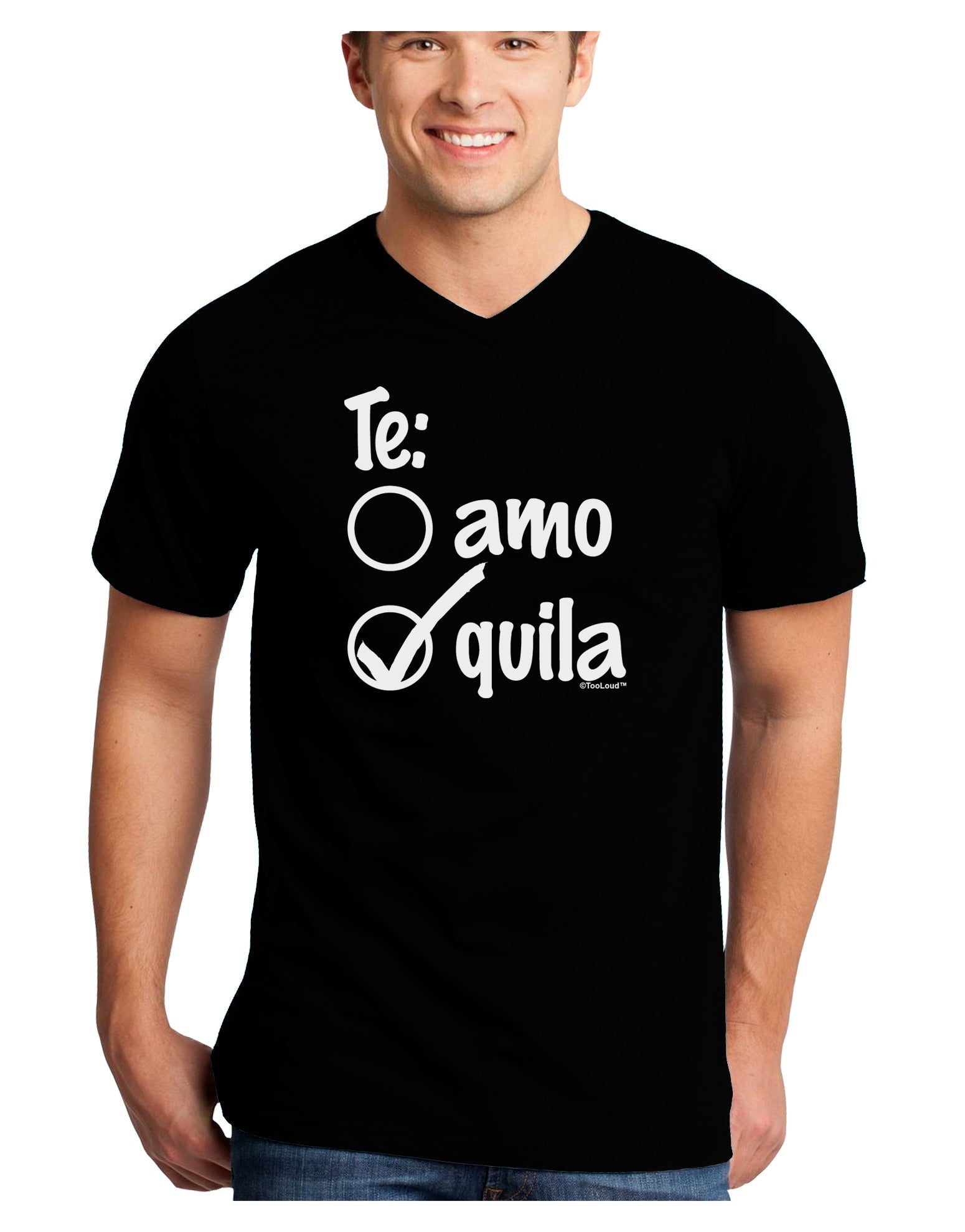 Tequila Checkmark Design Adult Dark V-Neck T-Shirt by TooLoud-Mens V-Neck T-Shirt-TooLoud-Black-Small-Davson Sales