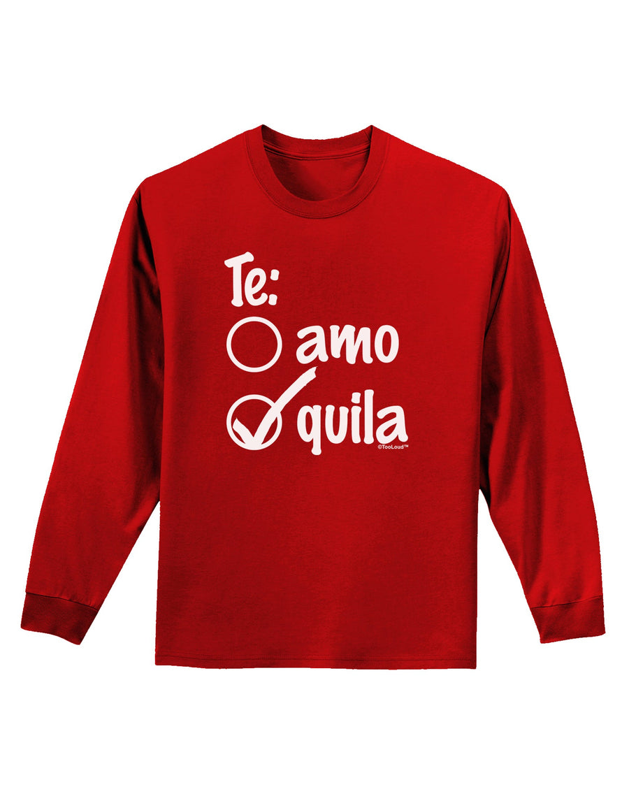 Tequila Checkmark Design Adult Long Sleeve Dark T-Shirt by TooLoud-TooLoud-Black-Small-Davson Sales