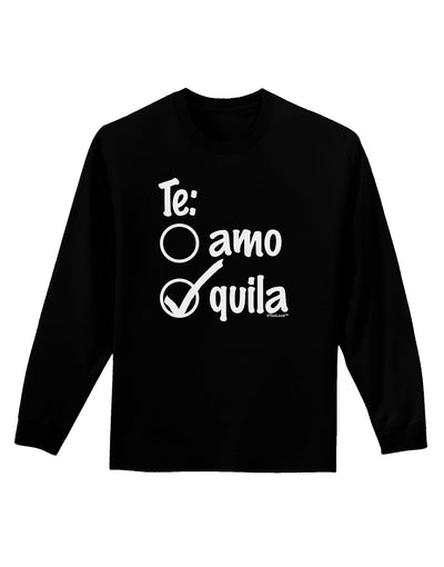 Tequila Checkmark Design Adult Long Sleeve Dark T-Shirt by TooLoud-TooLoud-Black-Small-Davson Sales