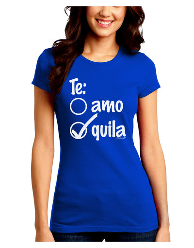 Tequila Checkmark Design Juniors Crew Dark T-Shirt by TooLoud-T-Shirts Juniors Tops-TooLoud-Royal-Blue-Juniors Fitted Small-Davson Sales