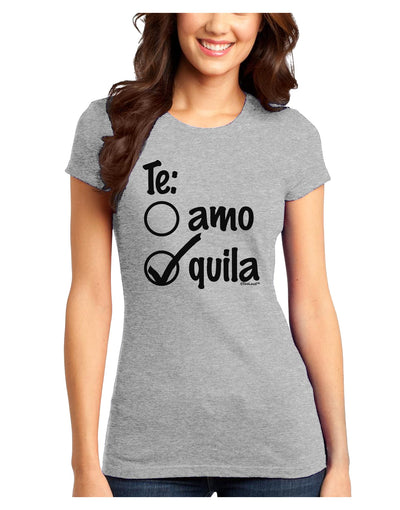 Tequila Checkmark Design Juniors T-Shirt by TooLoud-Womens Juniors T-Shirt-TooLoud-Ash-Gray-Juniors Fitted X-Small-Davson Sales