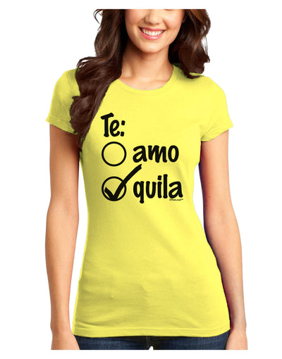 Tequila Checkmark Design Juniors T-Shirt by TooLoud-Womens Juniors T-Shirt-TooLoud-Yellow-Juniors Fitted X-Small-Davson Sales