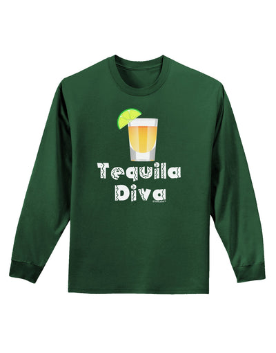 Tequila Diva - Cinco de Mayo Design Adult Long Sleeve Dark T-Shirt by TooLoud-TooLoud-Dark-Green-Small-Davson Sales