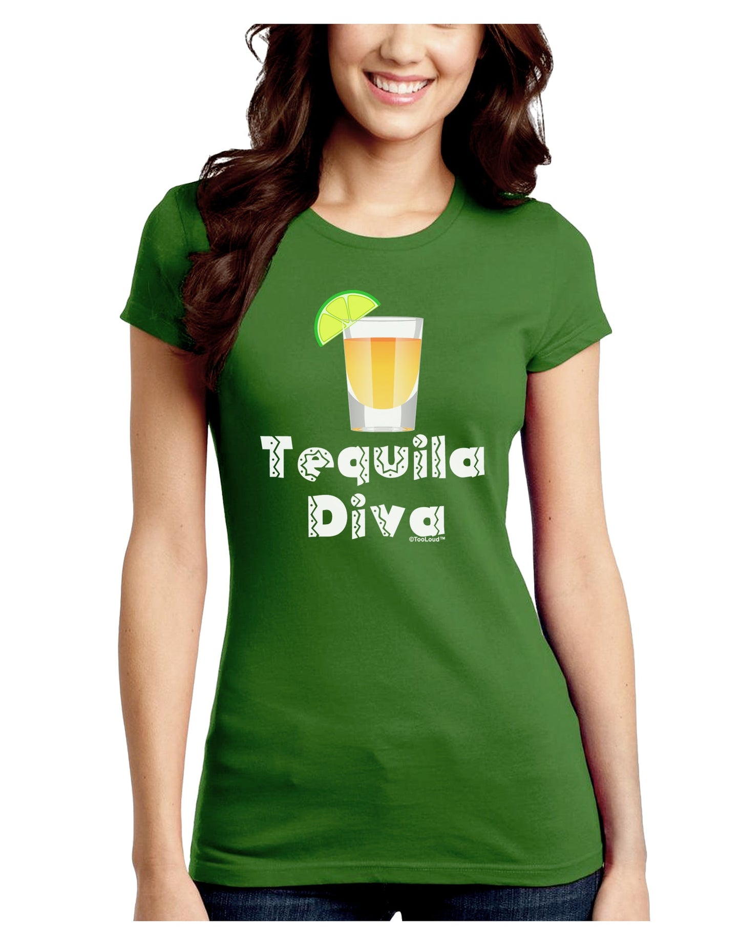 Tequila Diva - Cinco de Mayo Design Juniors Crew Dark T-Shirt by TooLoud-T-Shirts Juniors Tops-TooLoud-Kiwi-Green-Juniors Fitted X-Small-Davson Sales