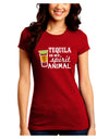Tequila Is My Spirit Animal Juniors Petite Crew Dark T-Shirt-T-Shirts Juniors Tops-TooLoud-Red-Juniors Fitted Small-Davson Sales