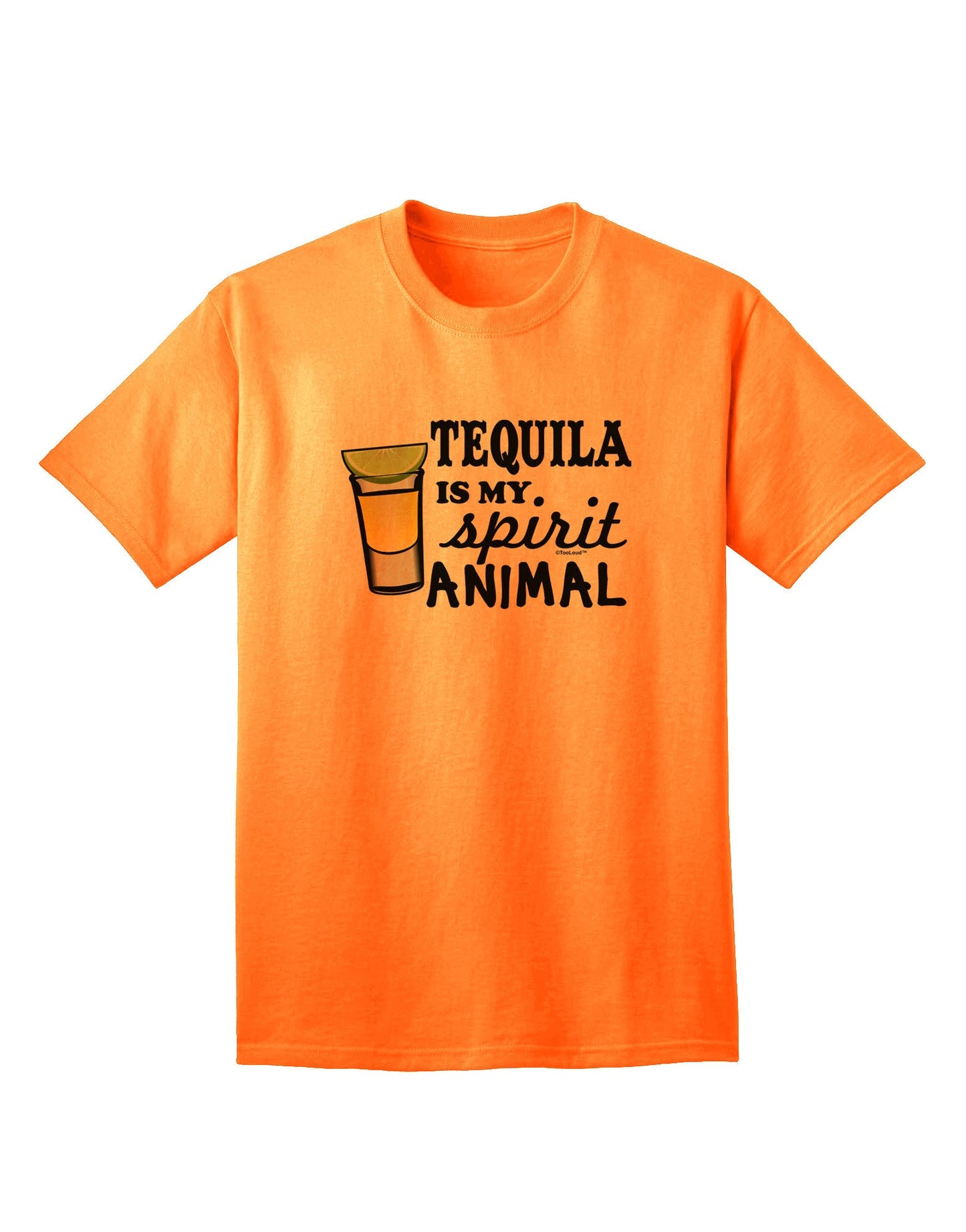 Tequila Is My Spirit Animal - Premium Adult T-Shirt for Tequila Enthusiasts-Mens T-shirts-TooLoud-Neon-Orange-Small-Davson Sales