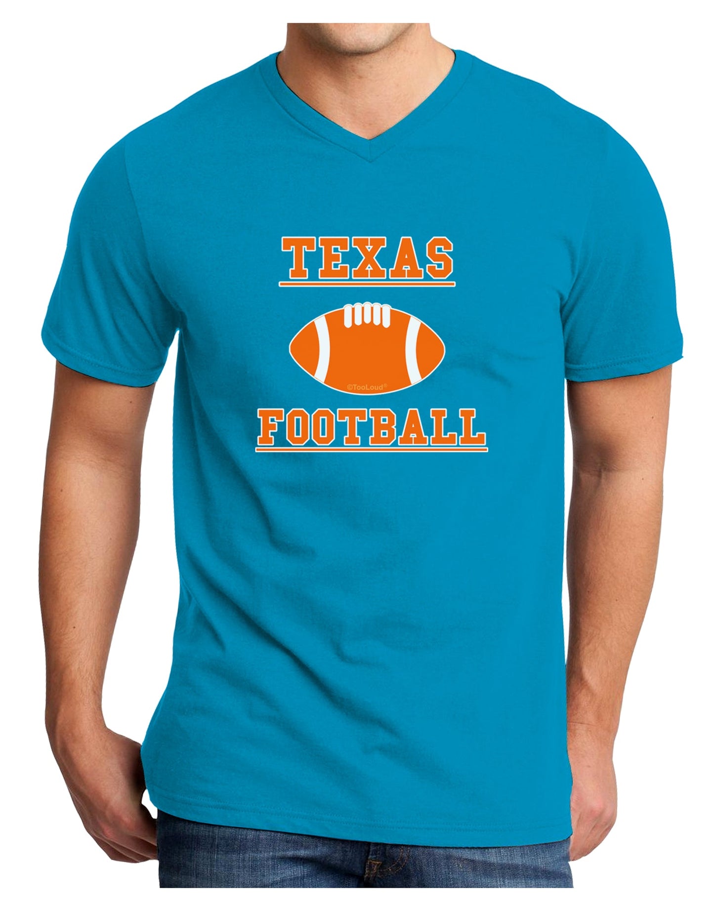 Texas Football Adult Dark V-Neck T-Shirt by TooLoud-TooLoud-Turquoise-Small-Davson Sales