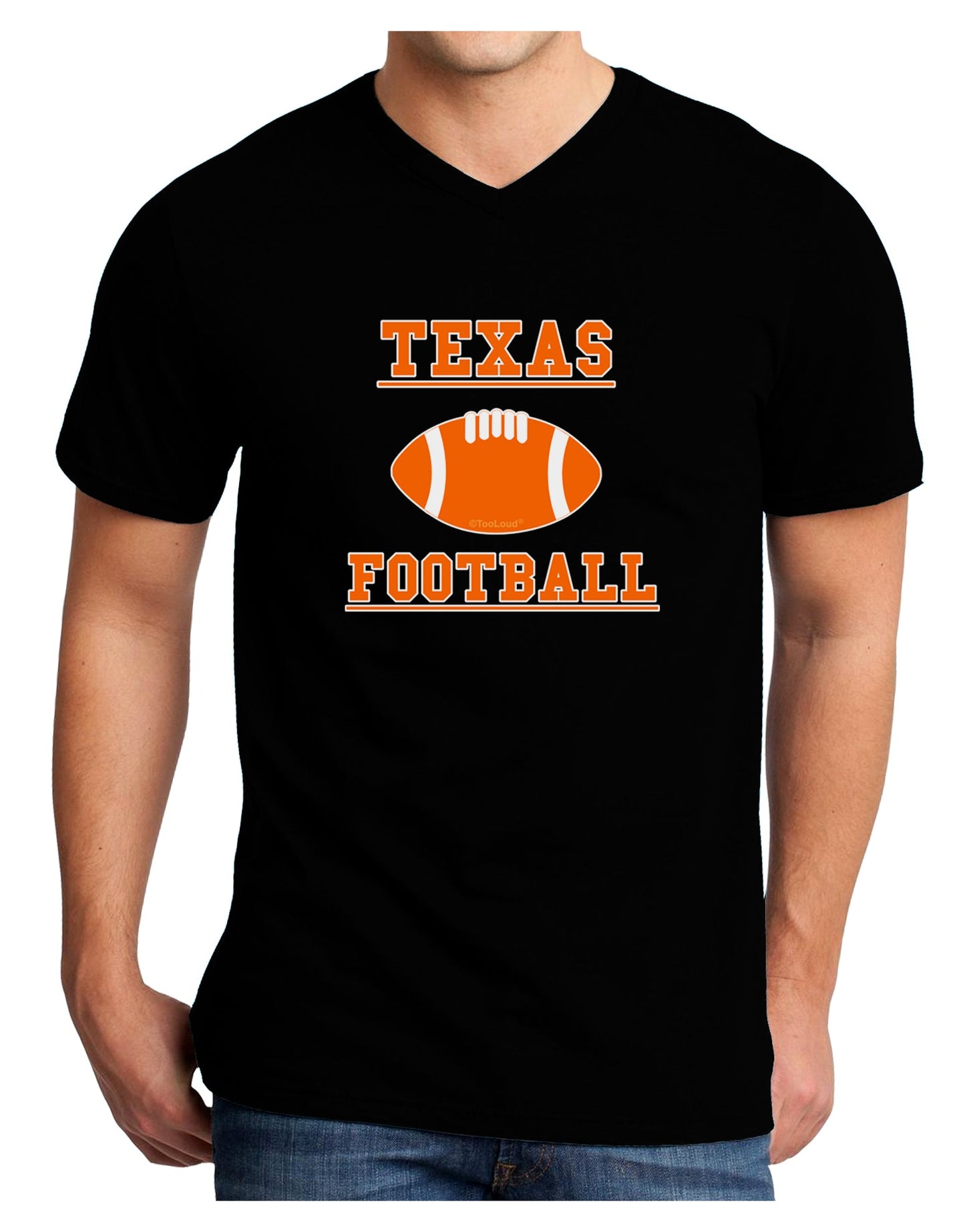 Texas Football Adult Dark V-Neck T-Shirt by TooLoud-TooLoud-Black-Small-Davson Sales