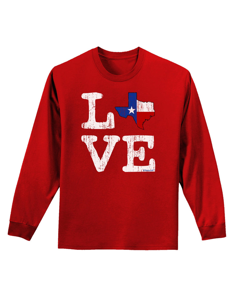 Texas Love Distressed Design Adult Long Sleeve Dark T-Shirt by TooLoud-TooLoud-Black-Small-Davson Sales