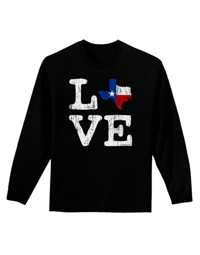 Texas Love Distressed Design Adult Long Sleeve Dark T-Shirt by TooLoud-TooLoud-Black-Small-Davson Sales