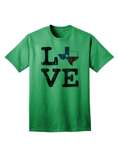 Texas Love Distressed Design Adult T-Shirt - A Captivating Expression of Texan Pride by TooLoud-Mens T-shirts-TooLoud-Kelly-Green-Small-Davson Sales