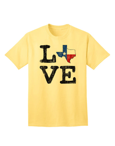 Texas Love Distressed Design Adult T-Shirt - A Captivating Expression of Texan Pride by TooLoud-Mens T-shirts-TooLoud-Yellow-Small-Davson Sales