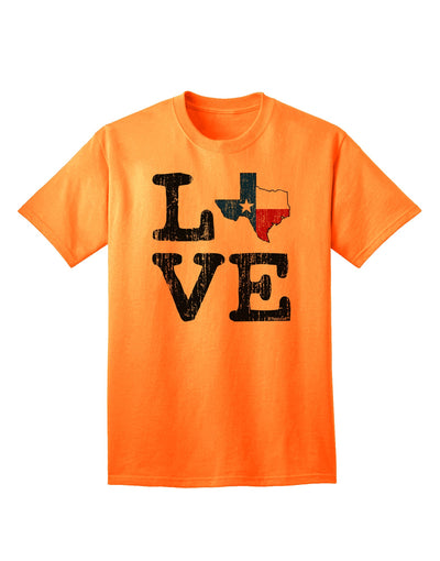Texas Love Distressed Design Adult T-Shirt - A Captivating Expression of Texan Pride by TooLoud-Mens T-shirts-TooLoud-Neon-Orange-Small-Davson Sales
