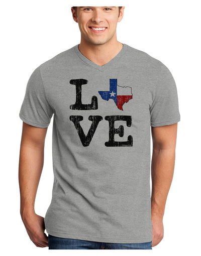 Texas Love Distressed Design Adult V-Neck T-shirt by TooLoud-Mens V-Neck T-Shirt-TooLoud-HeatherGray-Small-Davson Sales